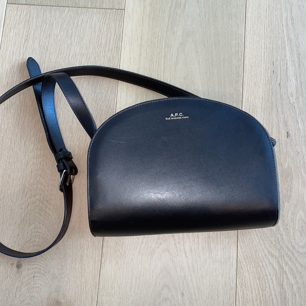 APC Demi Lune leather crossbody bag, dark brown